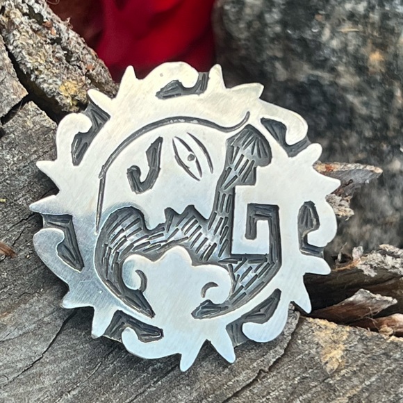 VINTAGE Taxco 925 moon Aztec warrior brooch/pendant - Picture 4 of 6